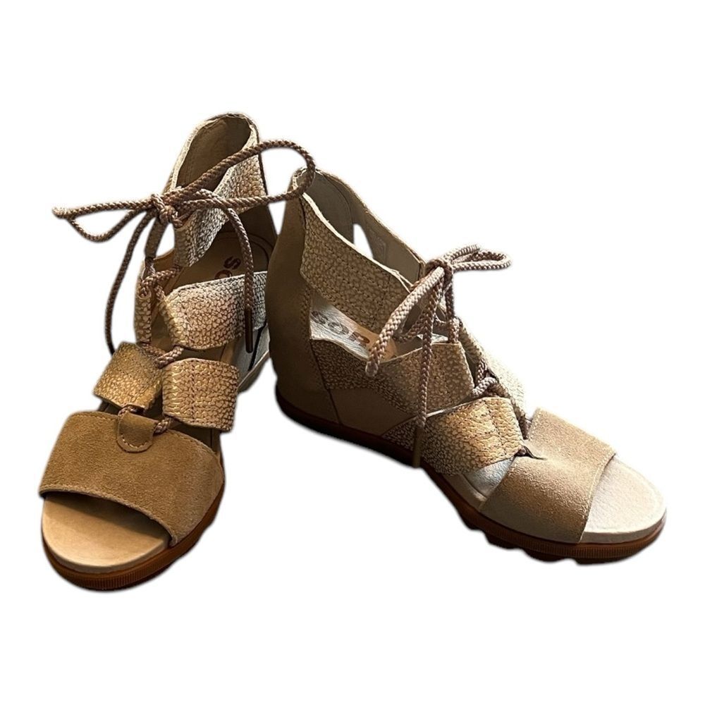 Tan Lace-Up Sandals - Sorel - Size 9.5